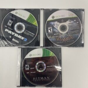 Xbox 360 3 Game Bundle Payday 2 Batman Arkham Asylum Hitman Absolution Untested